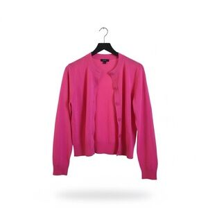 J. Crew Vibrant Pink cardigan trendy casual fall winter office wear size large
